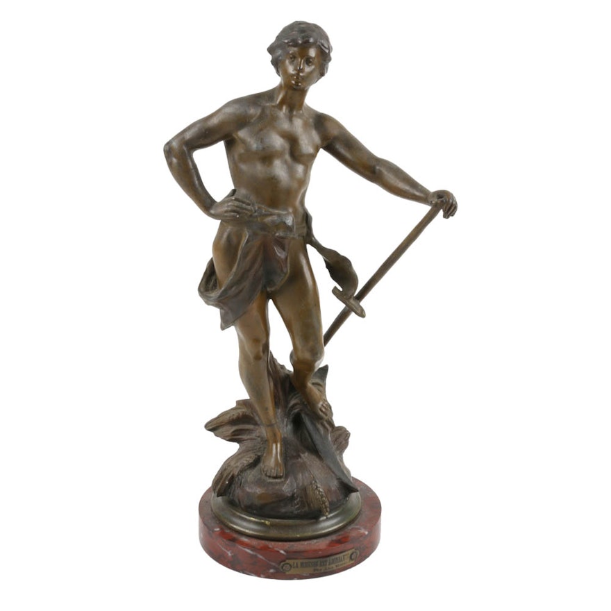 "La Moisson Est Abondante" Spelter Sculpture After Auguste Moreau