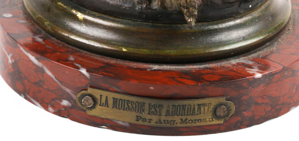"La Moisson Est Abondante" Spelter Sculpture After Auguste Moreau