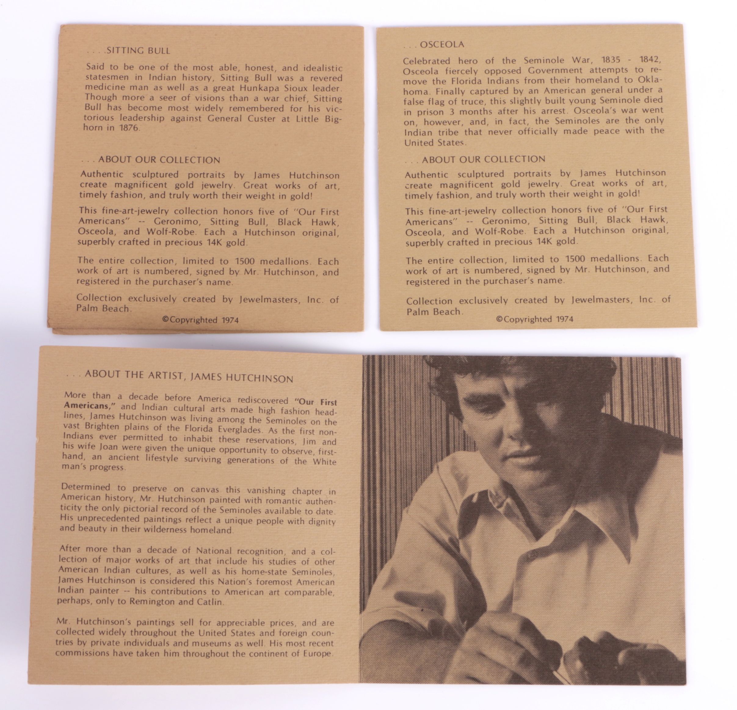 335.00 DWT 14K Yellow Gold Limited Edition Native American Figure Jewelry Set by James Hutchinson for Jewelmasters, Inc.