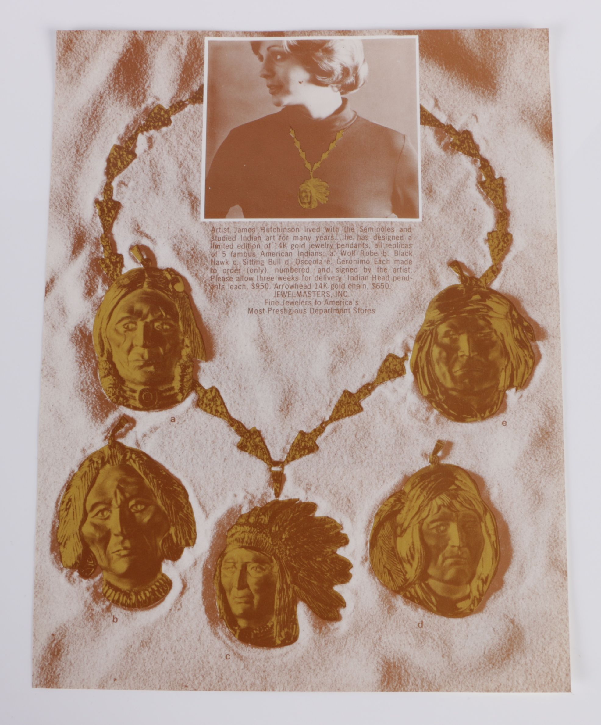 335.00 DWT 14K Yellow Gold Limited Edition Native American Figure Jewelry Set by James Hutchinson for Jewelmasters, Inc.