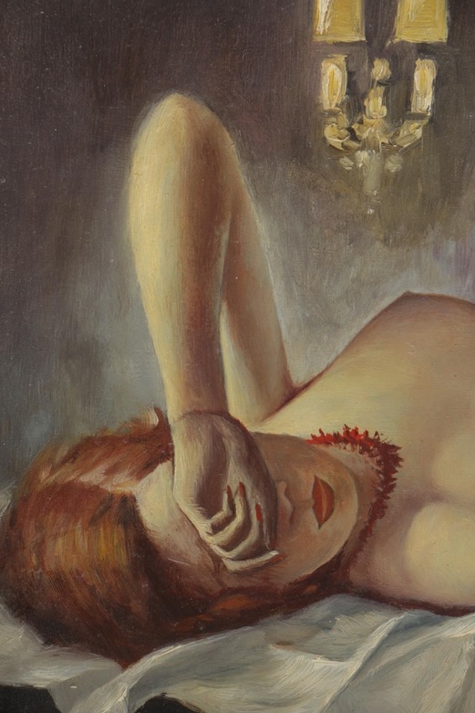 Oil on Board Painting of Reclining Female Nude