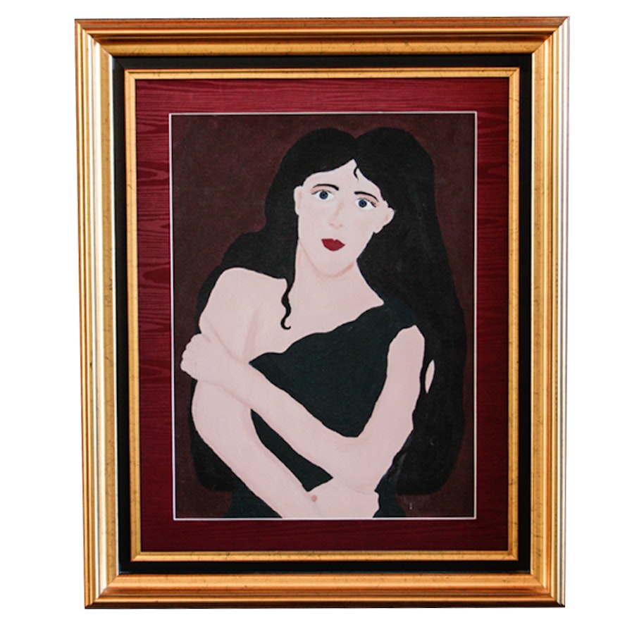 E. Miklas Painting of a Dark Haired Woman