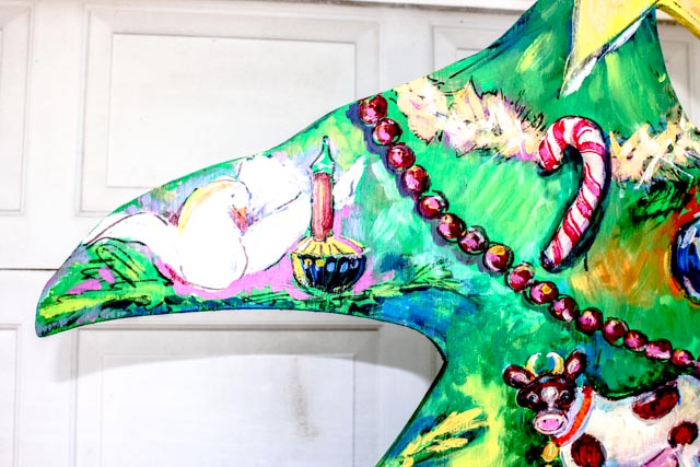 Large Artisan Made Wooden Christmas Tree Cut Out Display.