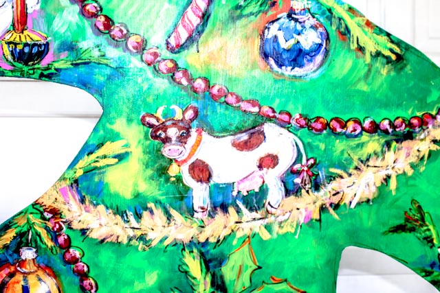 Large Artisan Made Wooden Christmas Tree Cut Out Display.