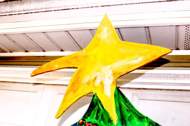 Large Artisan Made Wooden Christmas Tree Cut Out Display.