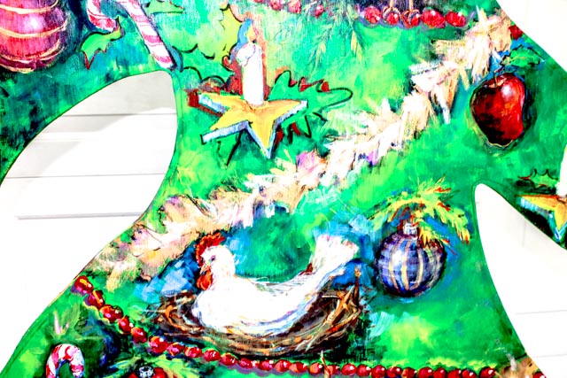 Large Artisan Made Wooden Christmas Tree Cut Out Display.