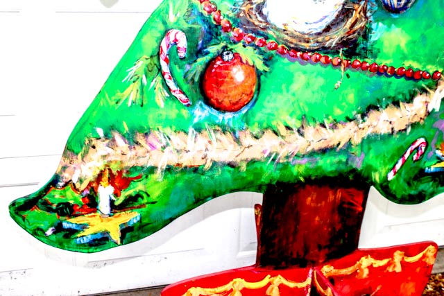 Large Artisan Made Wooden Christmas Tree Cut Out Display.