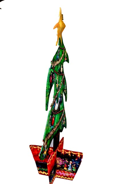 Large Artisan Made Wooden Christmas Tree Cut Out Display.