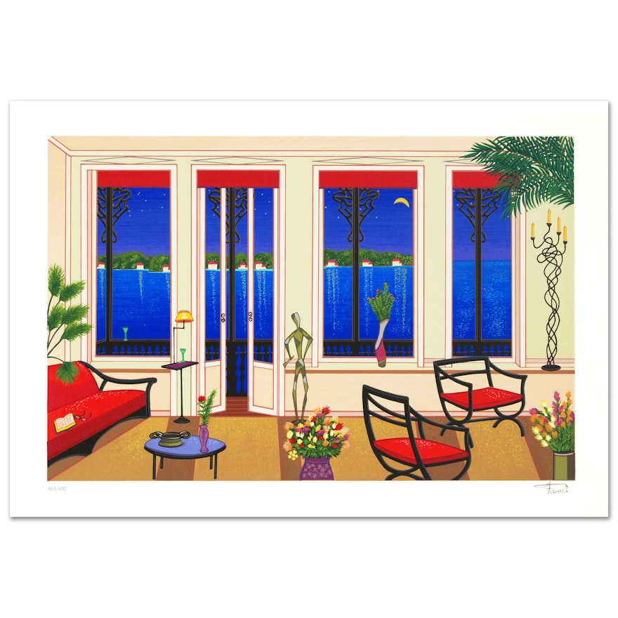 "Balcony Over Bahia" Limited Edition Serigraph By Fanch Ledan