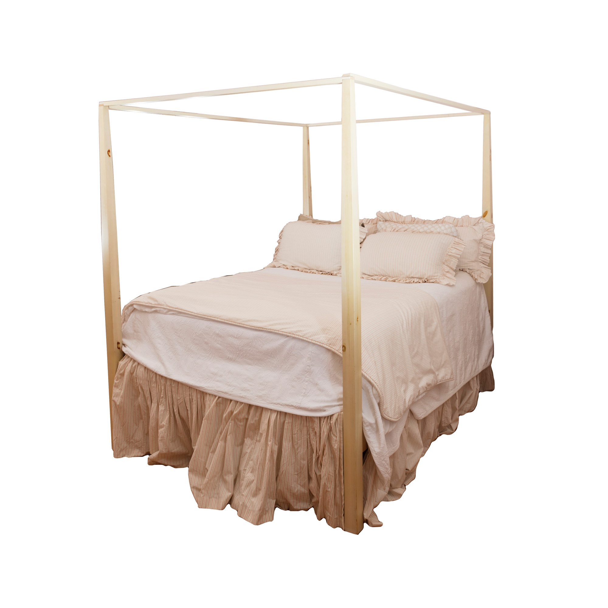 Pine Queen Sized Canopy Poster Bed Frame