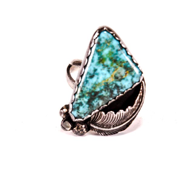 Pair of Vintage Southwestern Style Sterling Silver and Turquoise Rings