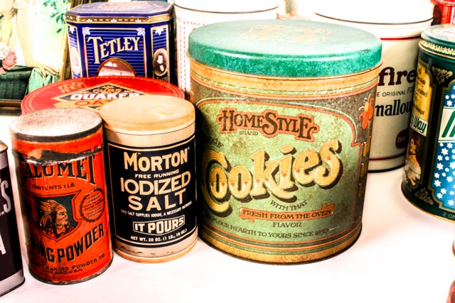 Collection of Vintage and Reproduction Vintage Tins