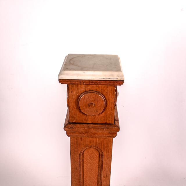 Vintage Newel Post Style Marble Top Plant Stand