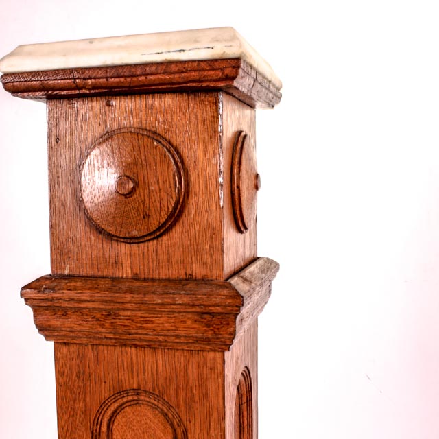 Vintage Newel Post Style Marble Top Plant Stand