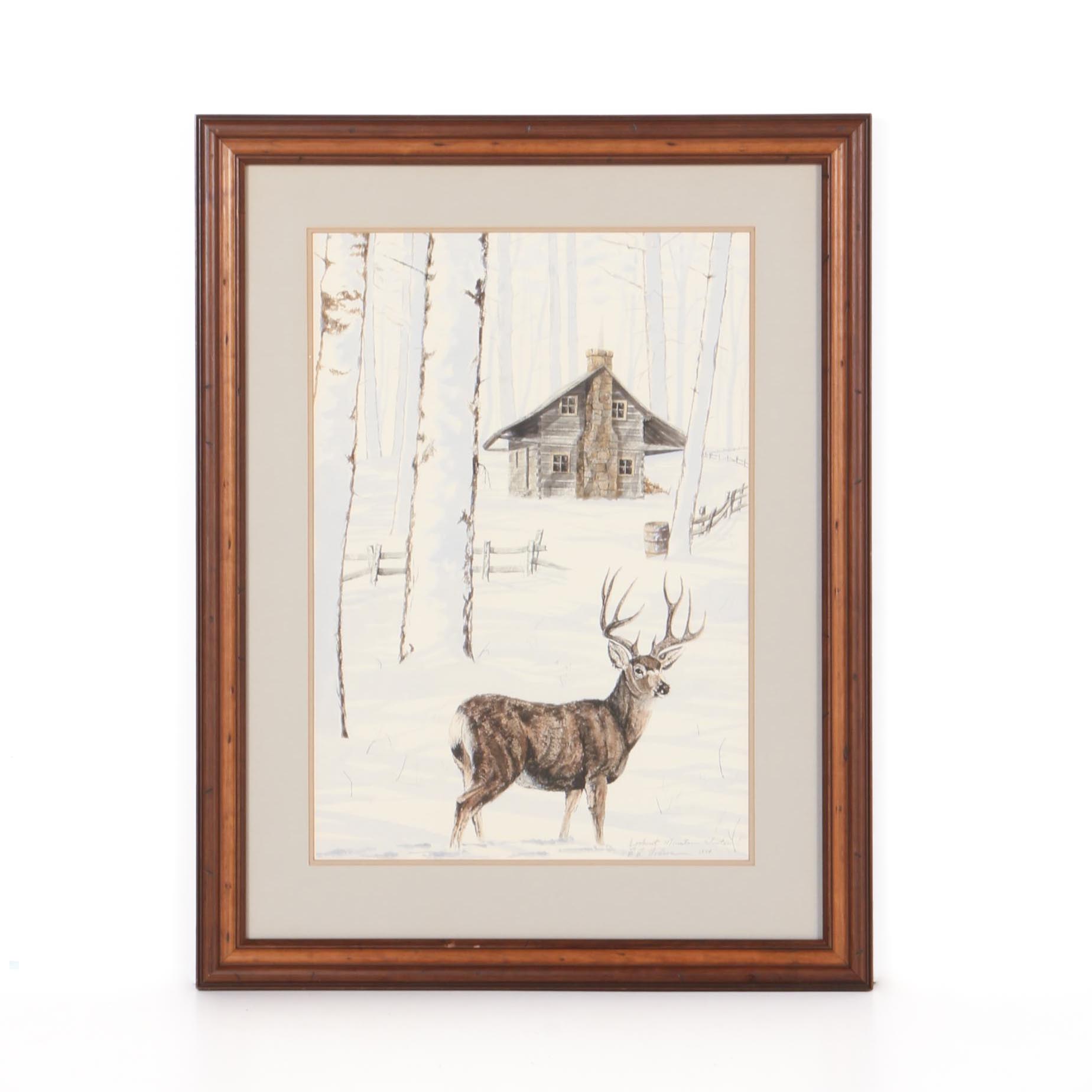 Larry Dodson Watercolor "Lookout Mountain Winter"