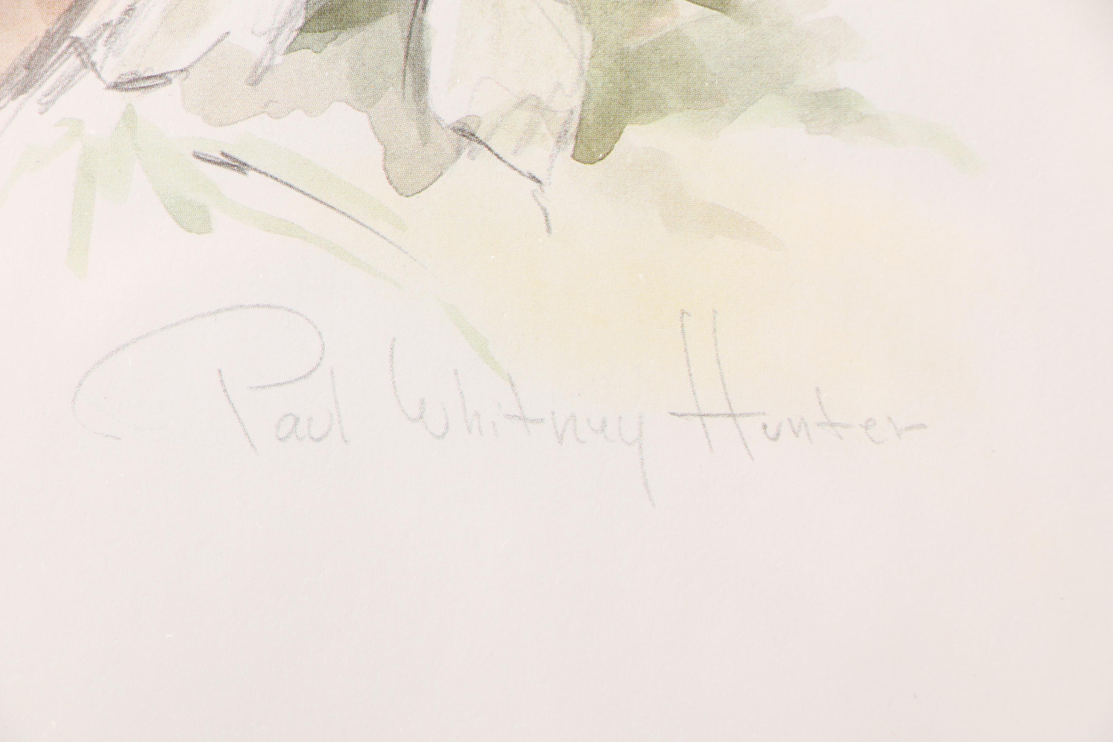 Norma J. Witherspoon Original Watercolor and After Paul Whitney Hunter Offset Lithograph of Rabbits