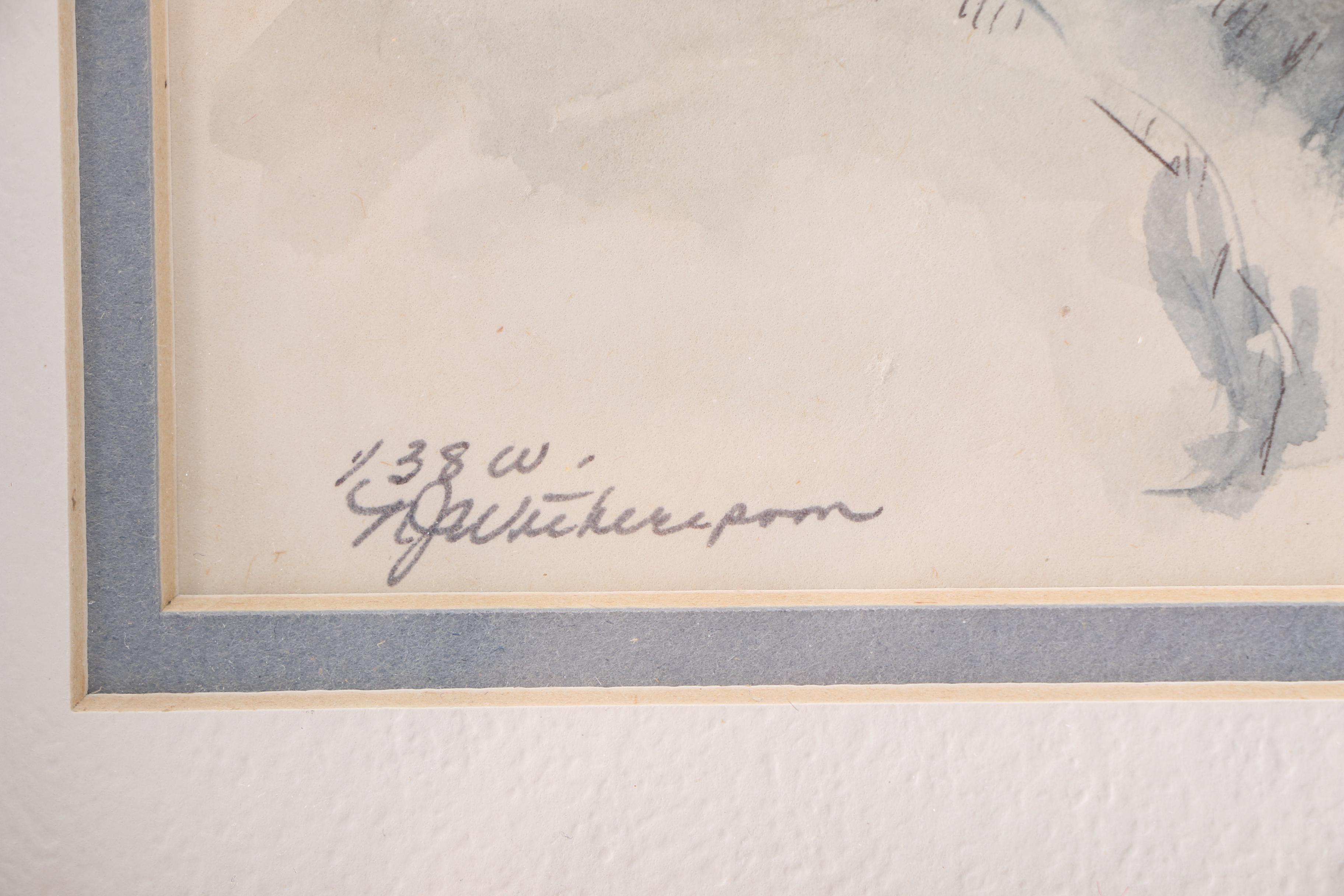 Norma J. Witherspoon Original Watercolor and After Paul Whitney Hunter Offset Lithograph of Rabbits