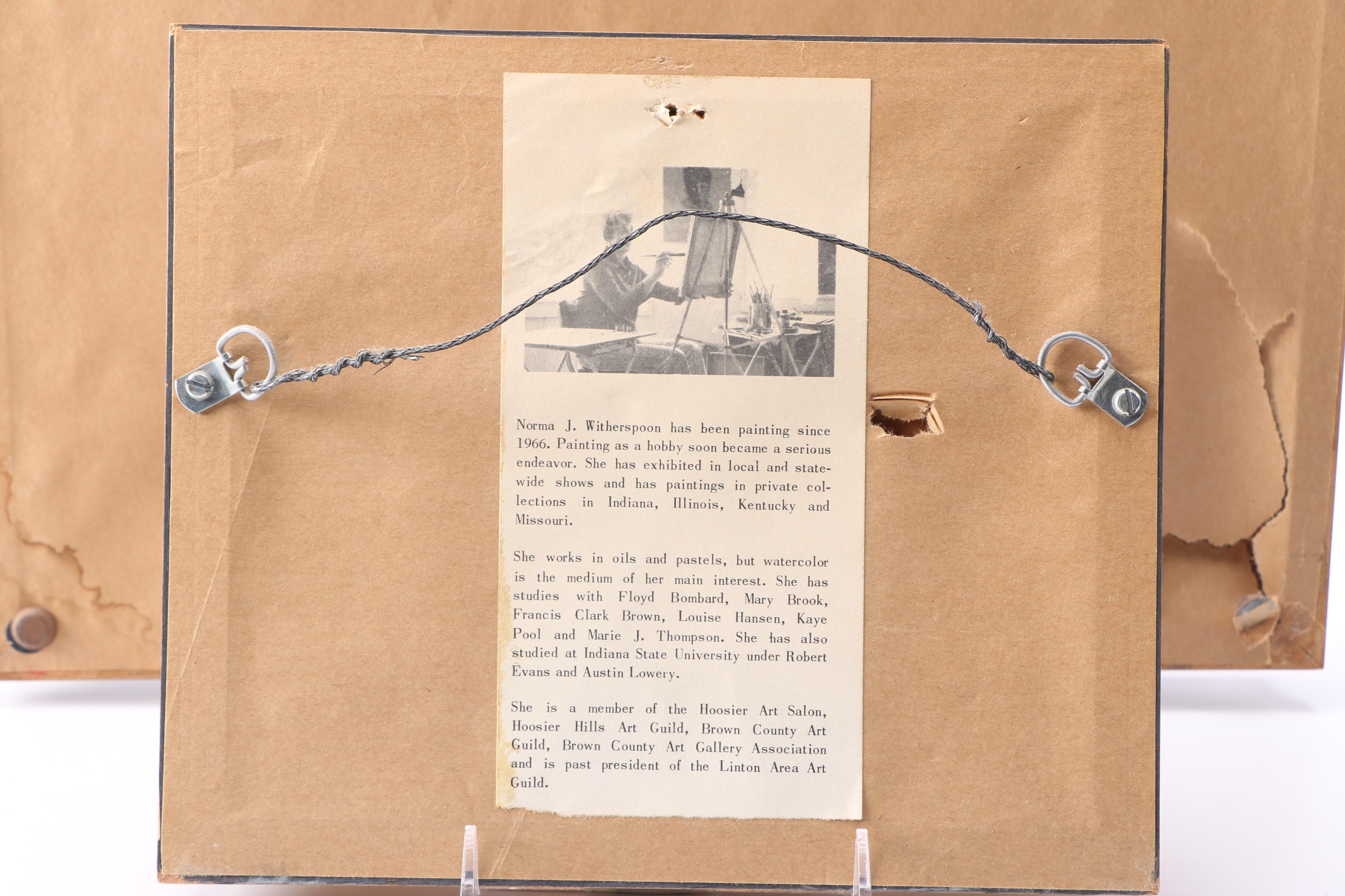 Norma J. Witherspoon Original Watercolor and After Paul Whitney Hunter Offset Lithograph of Rabbits