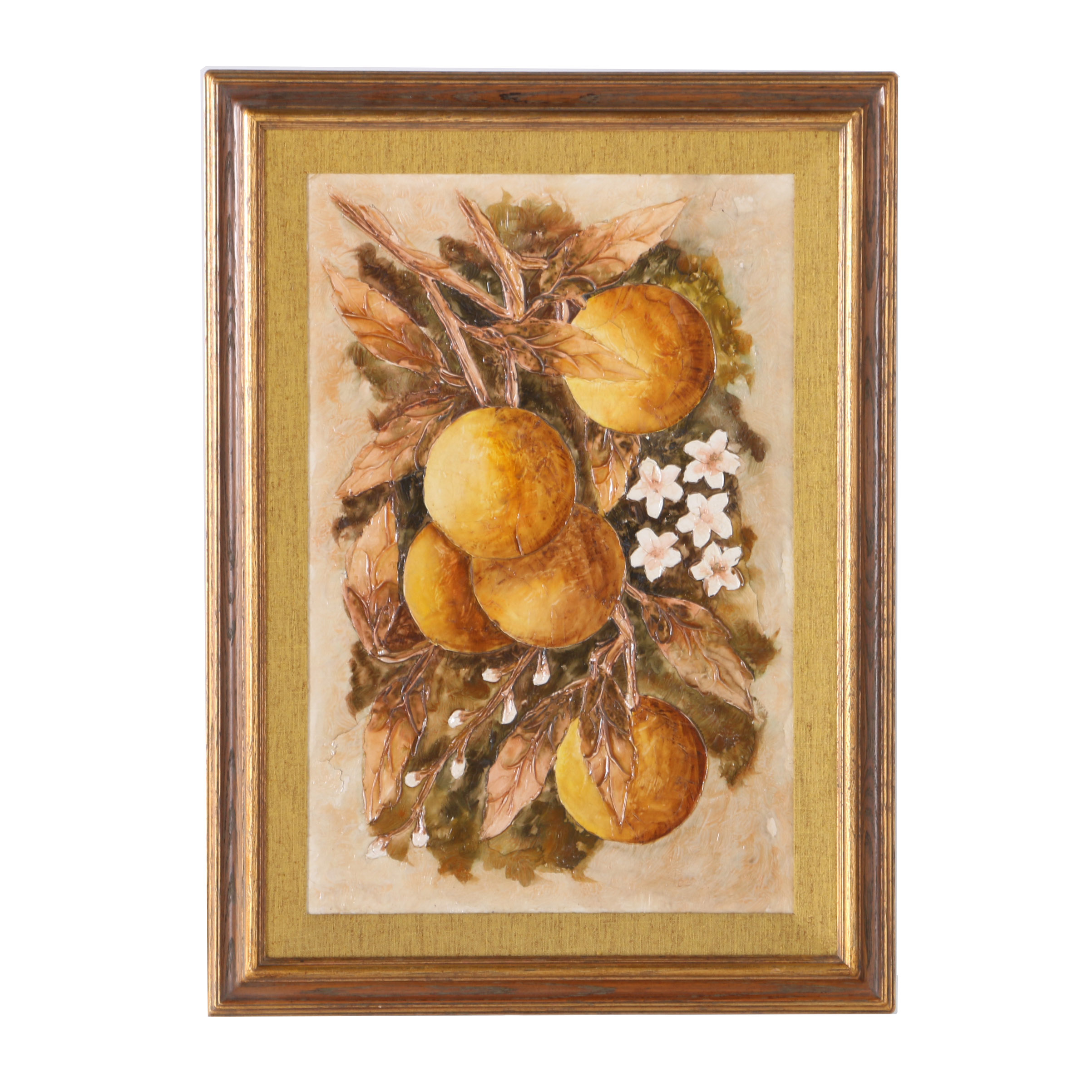 1973 Oil Painting on Board of Oranges