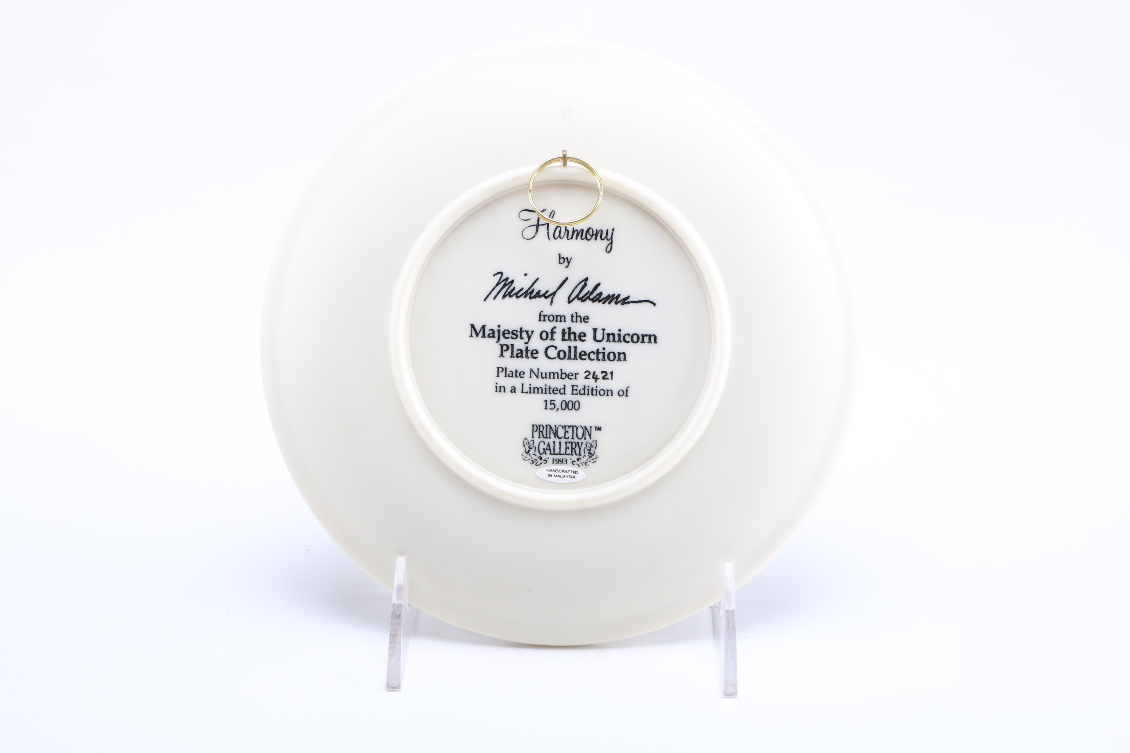 Princeton Gallery "Harmony" Collectors Plate by Michael Adams