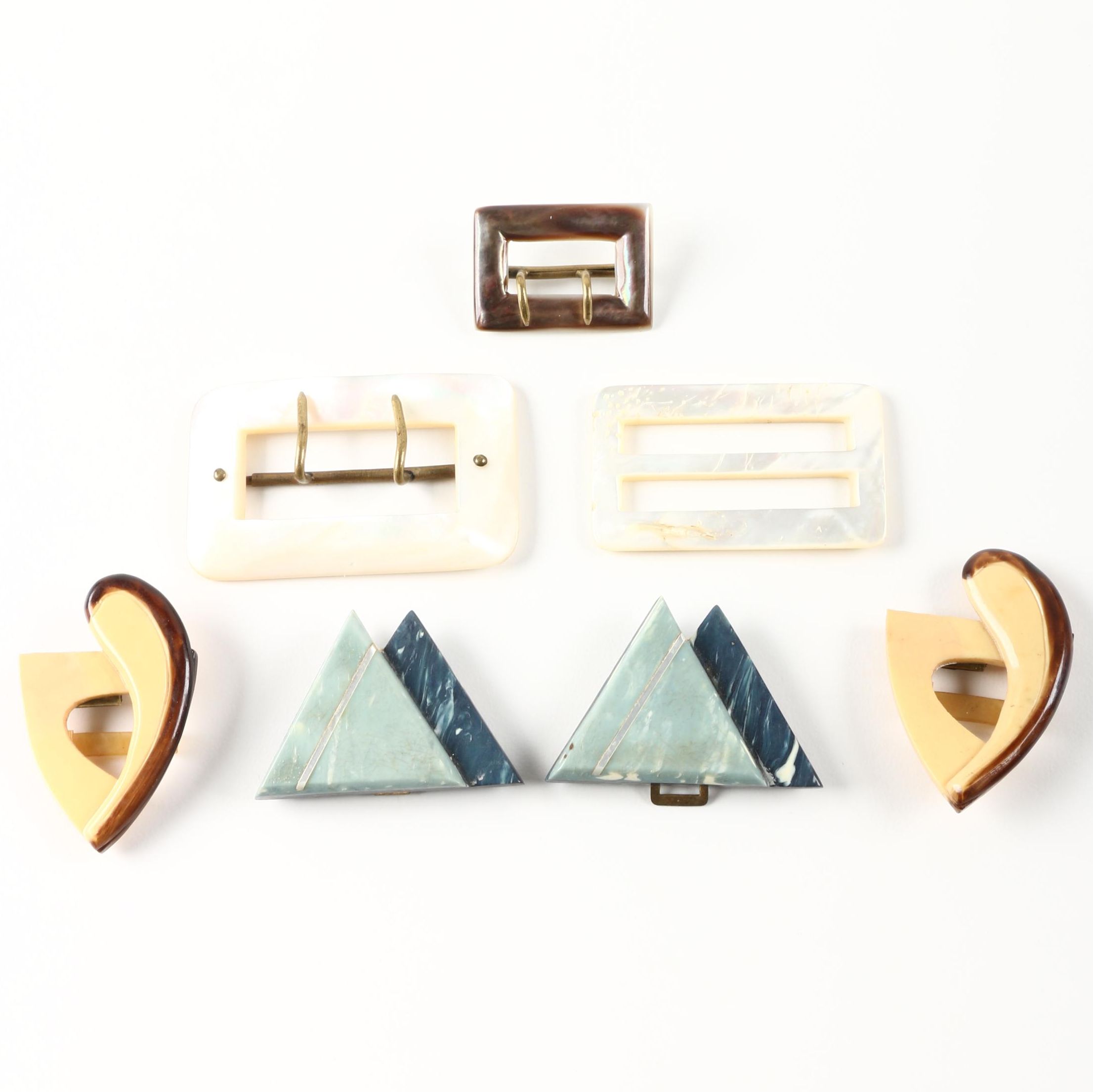 Vintage Pearlescent and Plastic Buckles