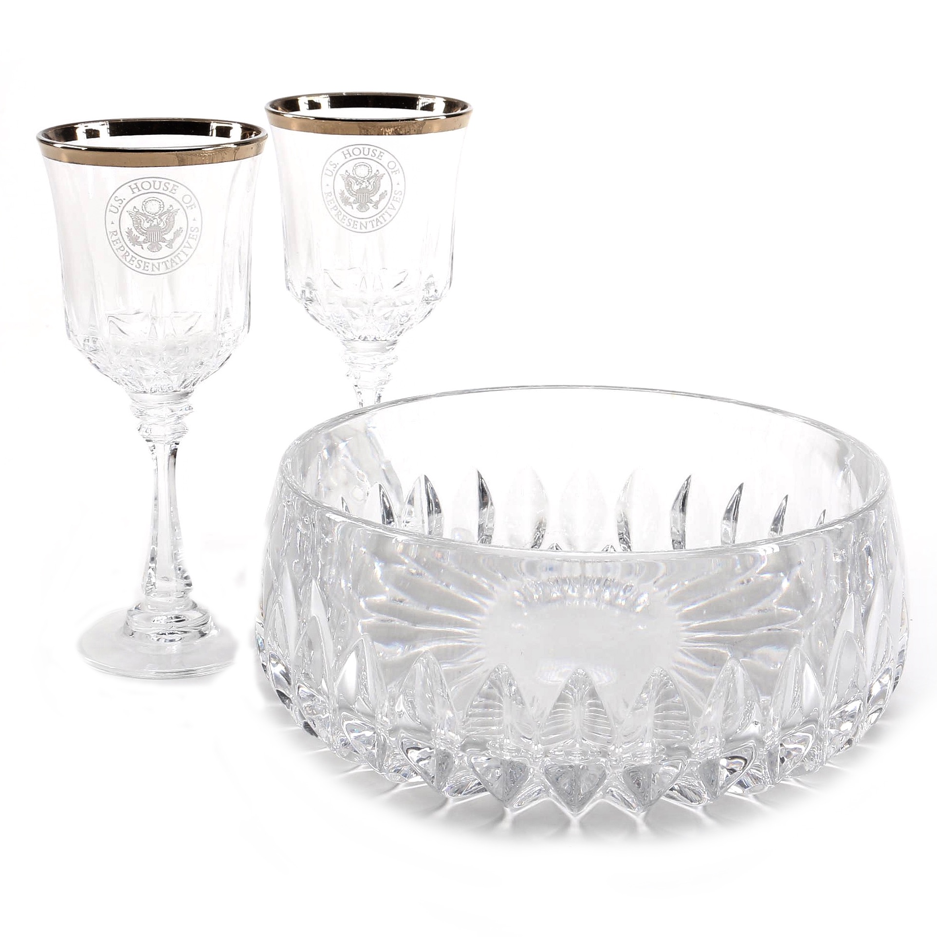 U.S. House Of Representatives Crystal Glasses and Crystal Bowl