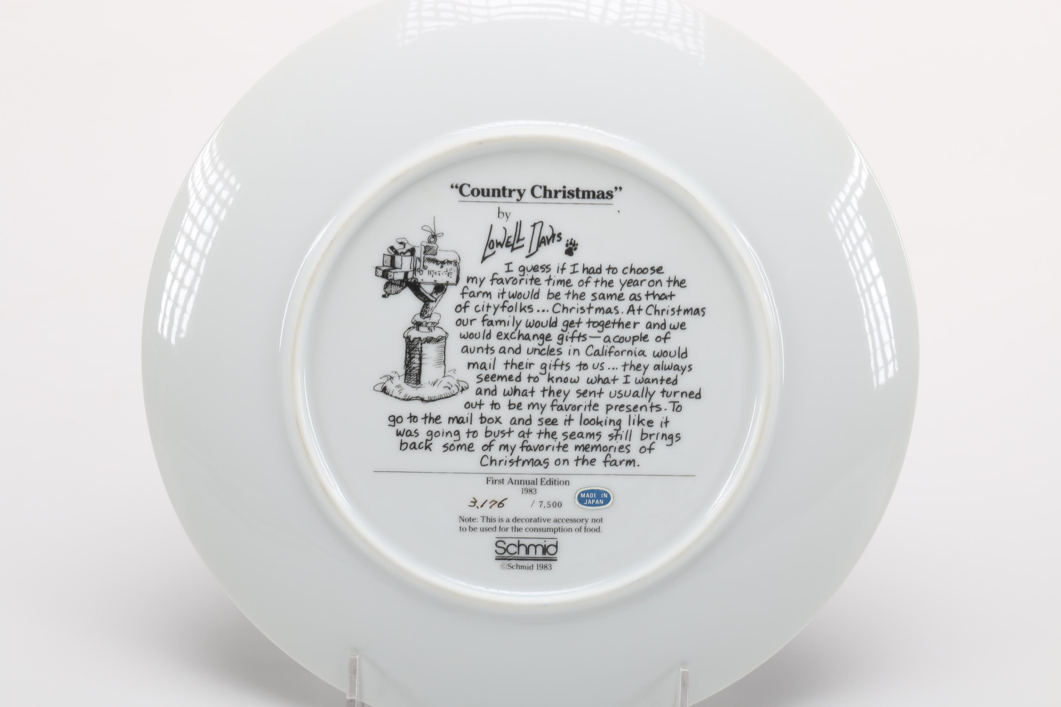 Lowell Davis Schmid "Country Christmas" Plates