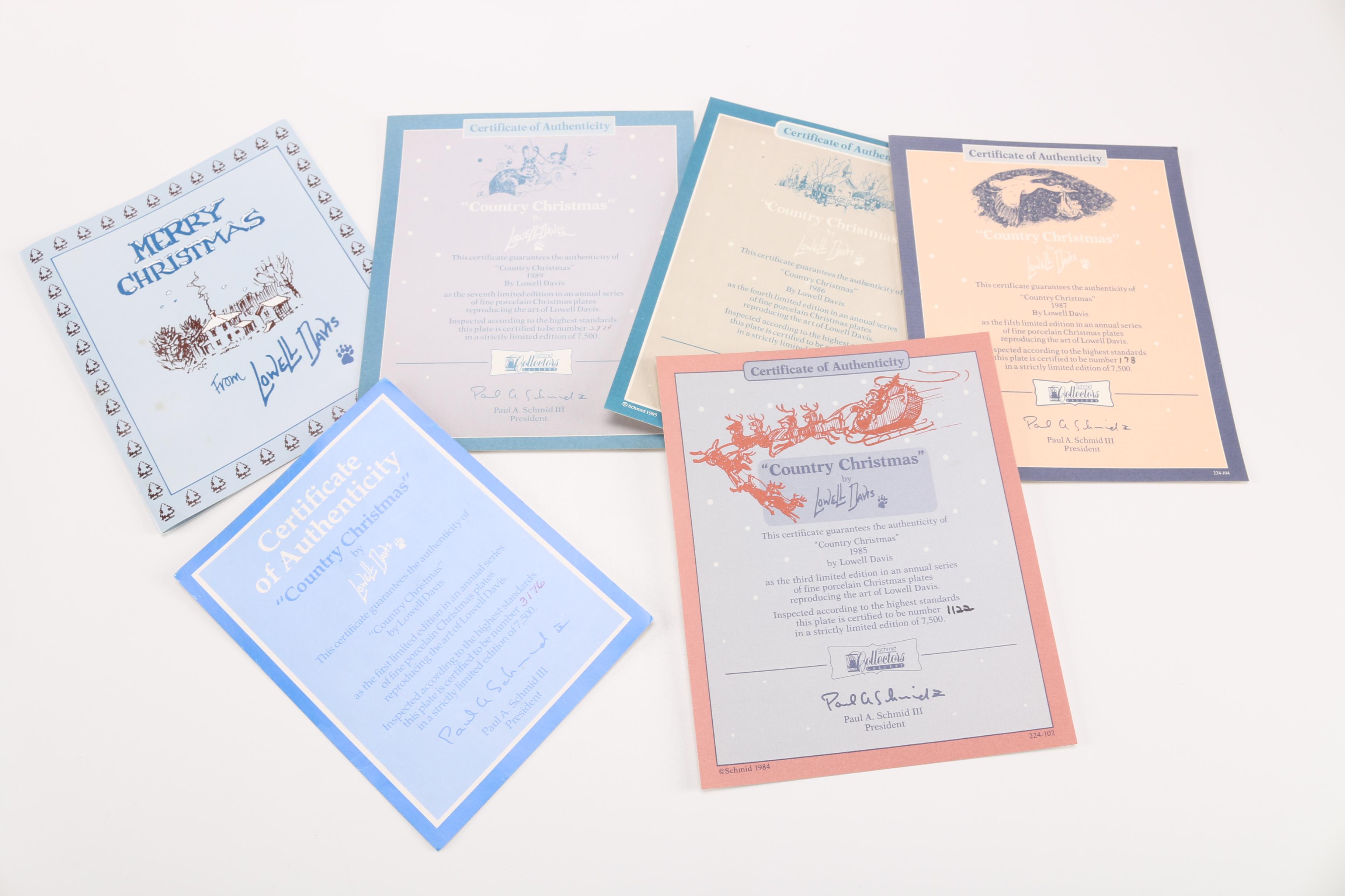 Lowell Davis Schmid "Country Christmas" Plates