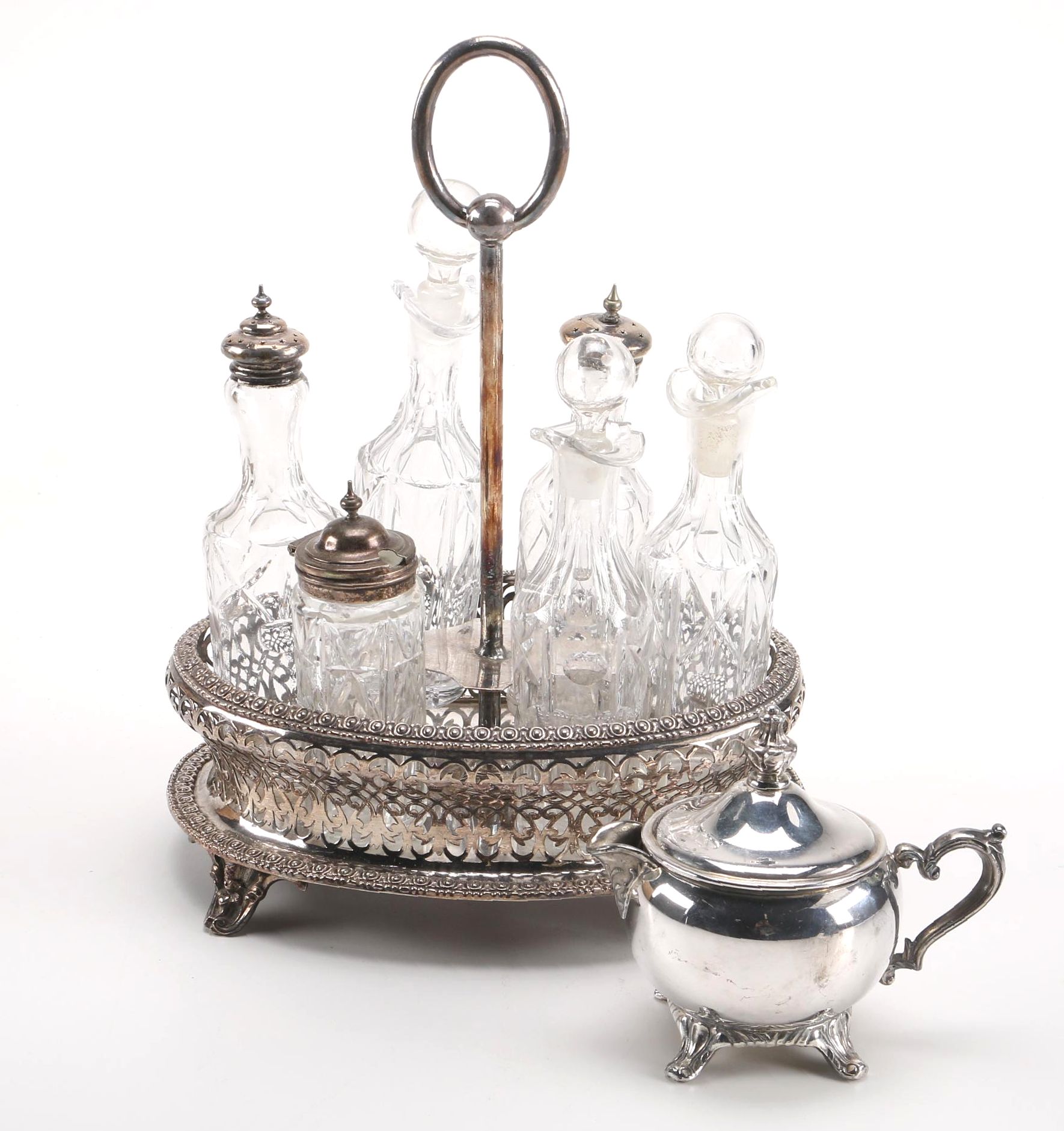 Silver Plate Cruet and a Creamer