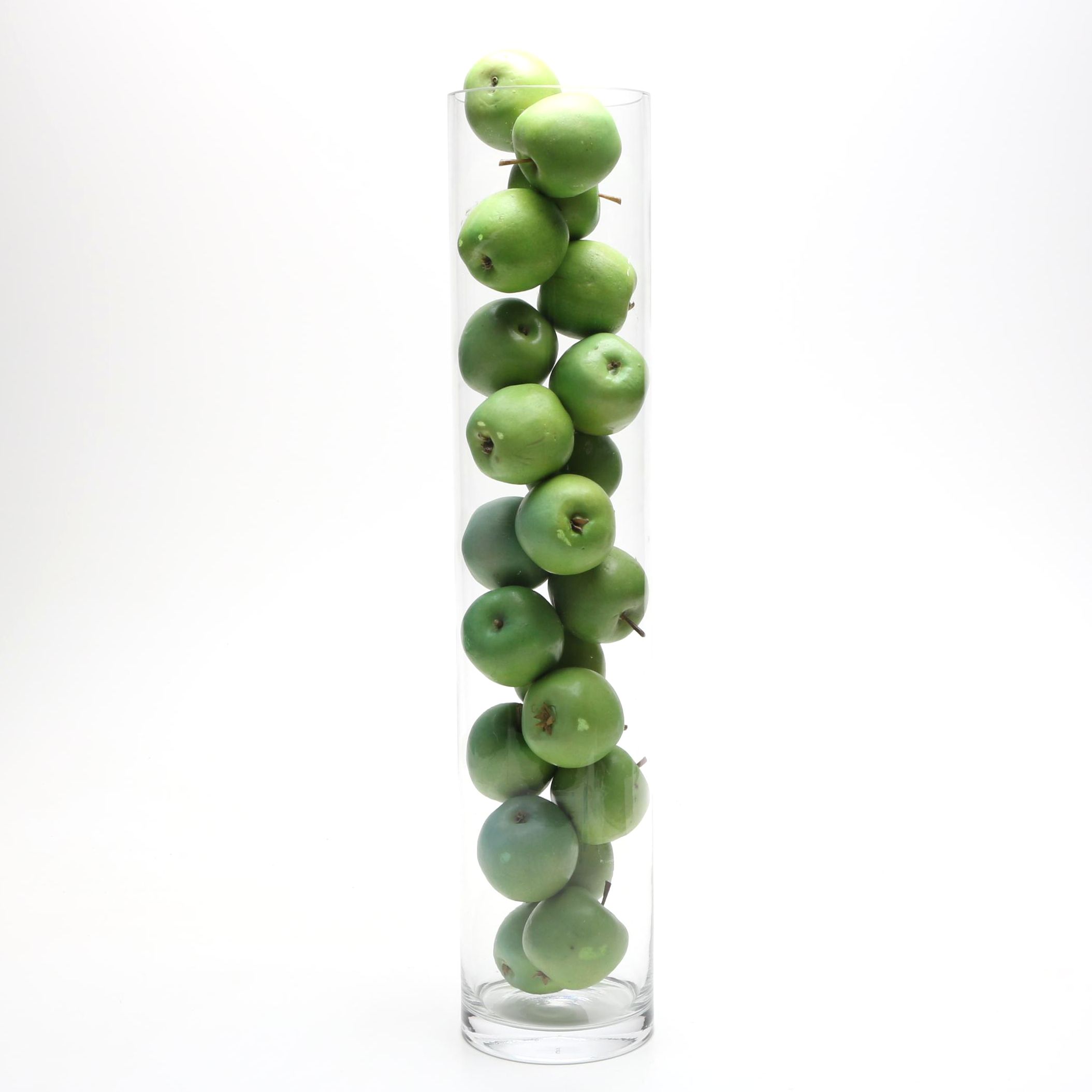 Large Crystal Vase With Faux Apples