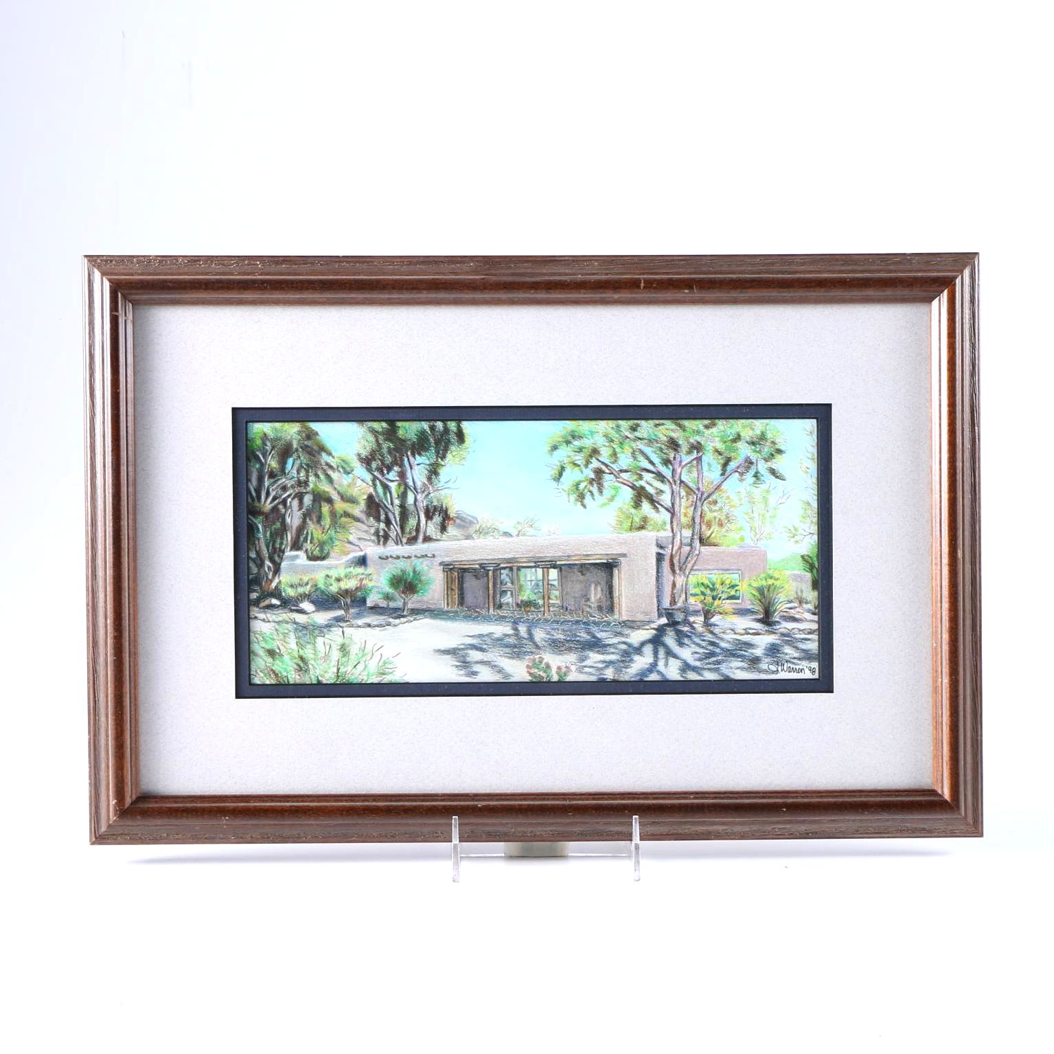 J. Warren Colored Pencil Drawing of Architecture