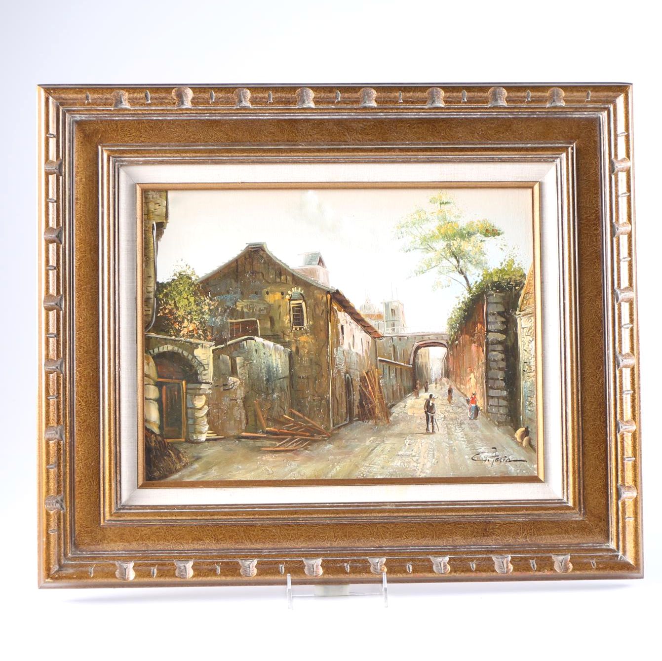 C. Faria Oil Painting on Canvas of a City Street