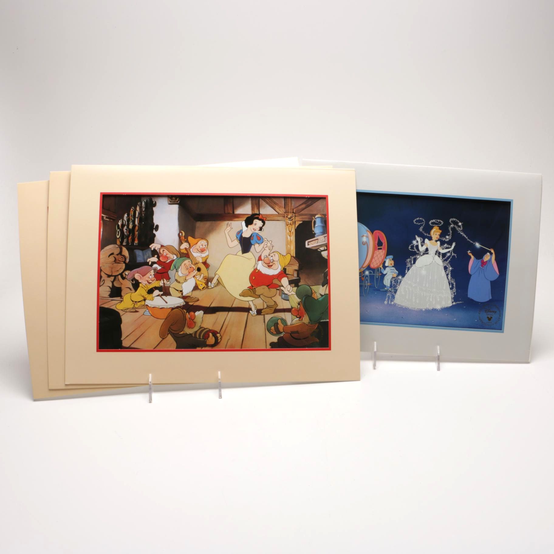 Disney Commemorative Offset Lithographs of Scenes from "Snow White" and "Cinderella"