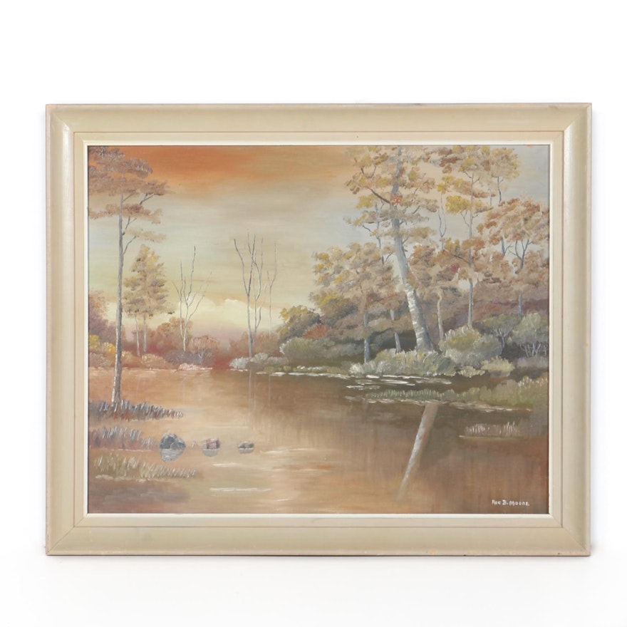 Roe B. Moore Oil Painting on Board of Landscape