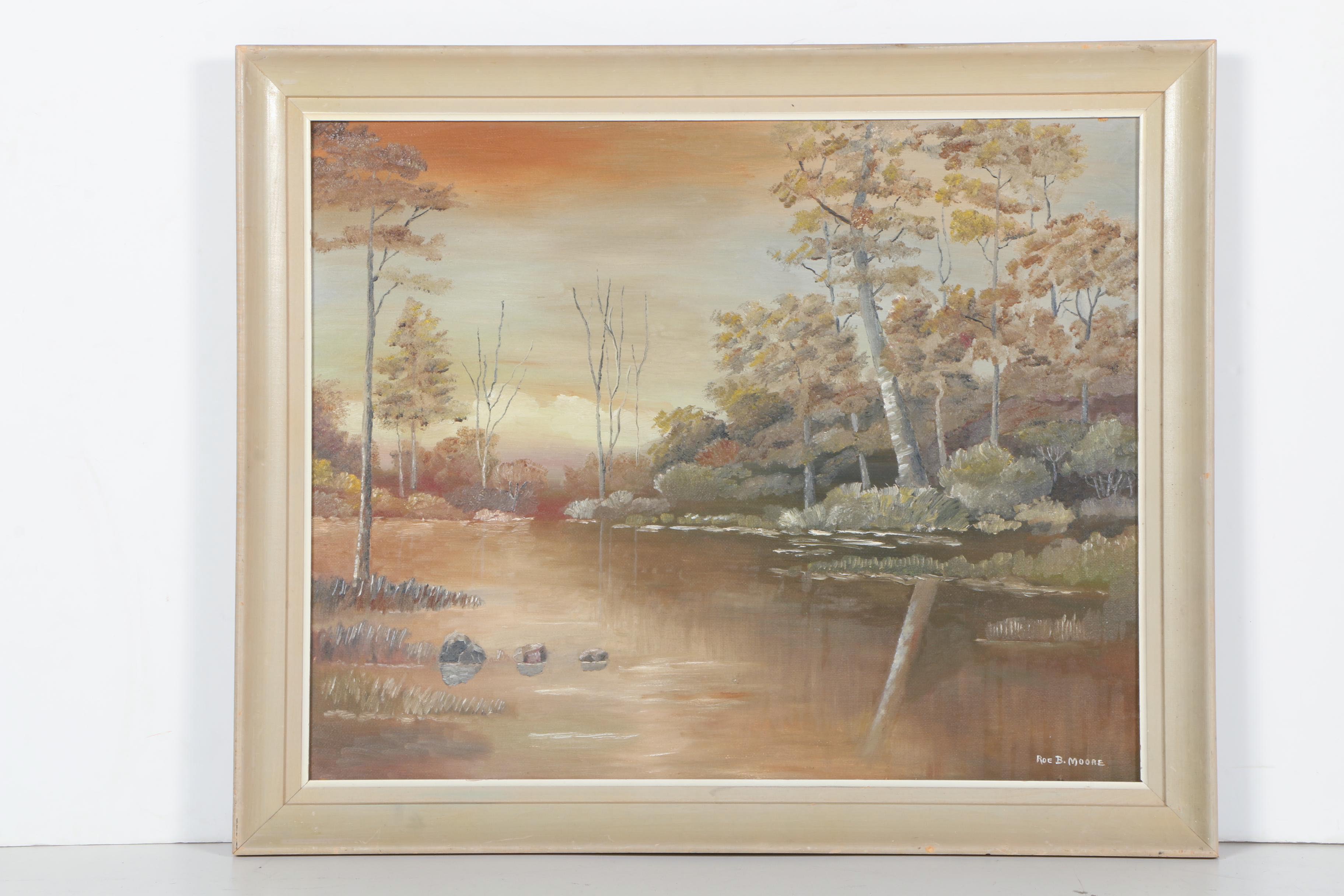 Roe B. Moore Oil Painting on Board of Landscape