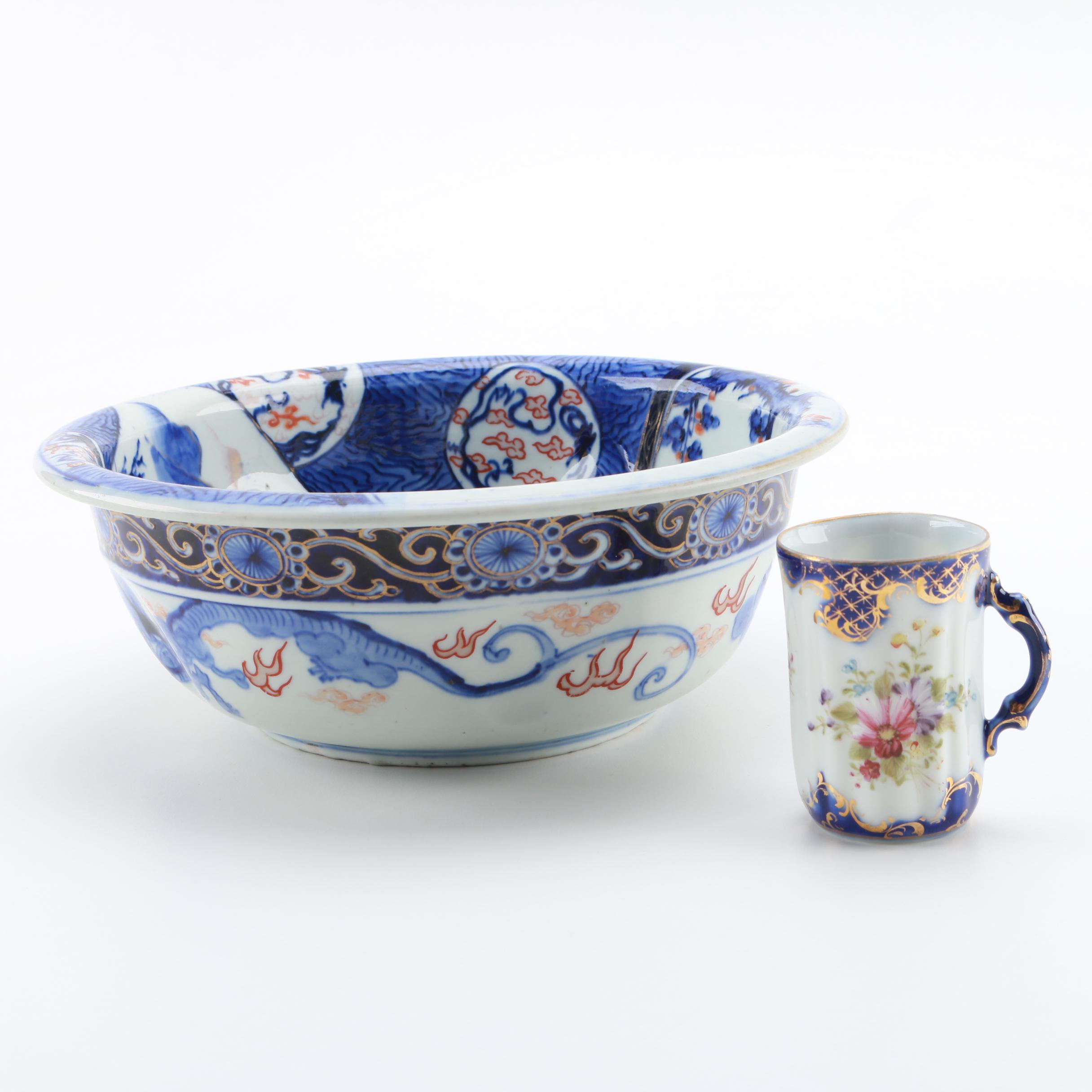 Japanese Meiji Period Imari Ware Bowl and Dowsie Coture Mug