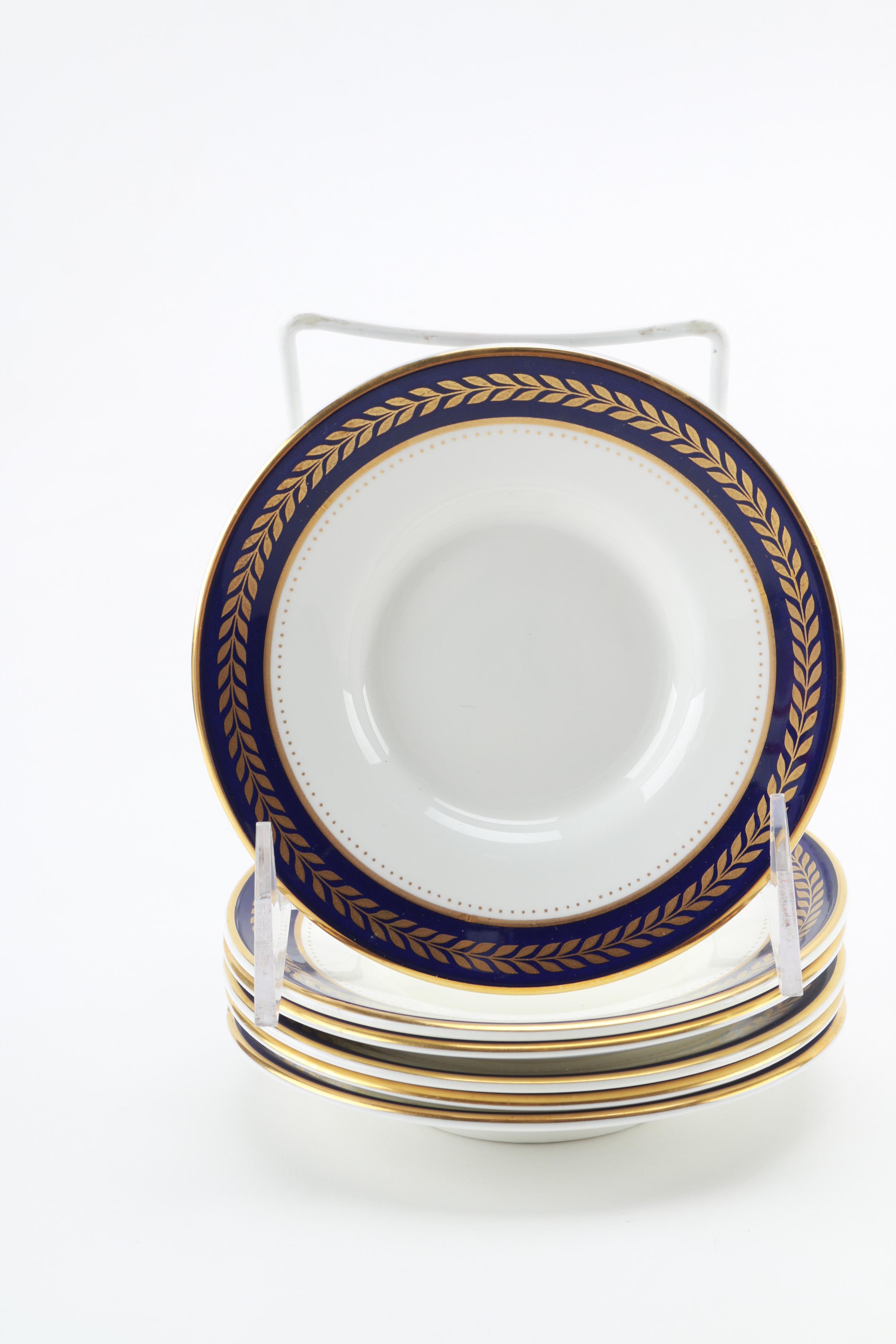 Coalport "Blue Wheat" Bone China Coffee Mugs and Saucers