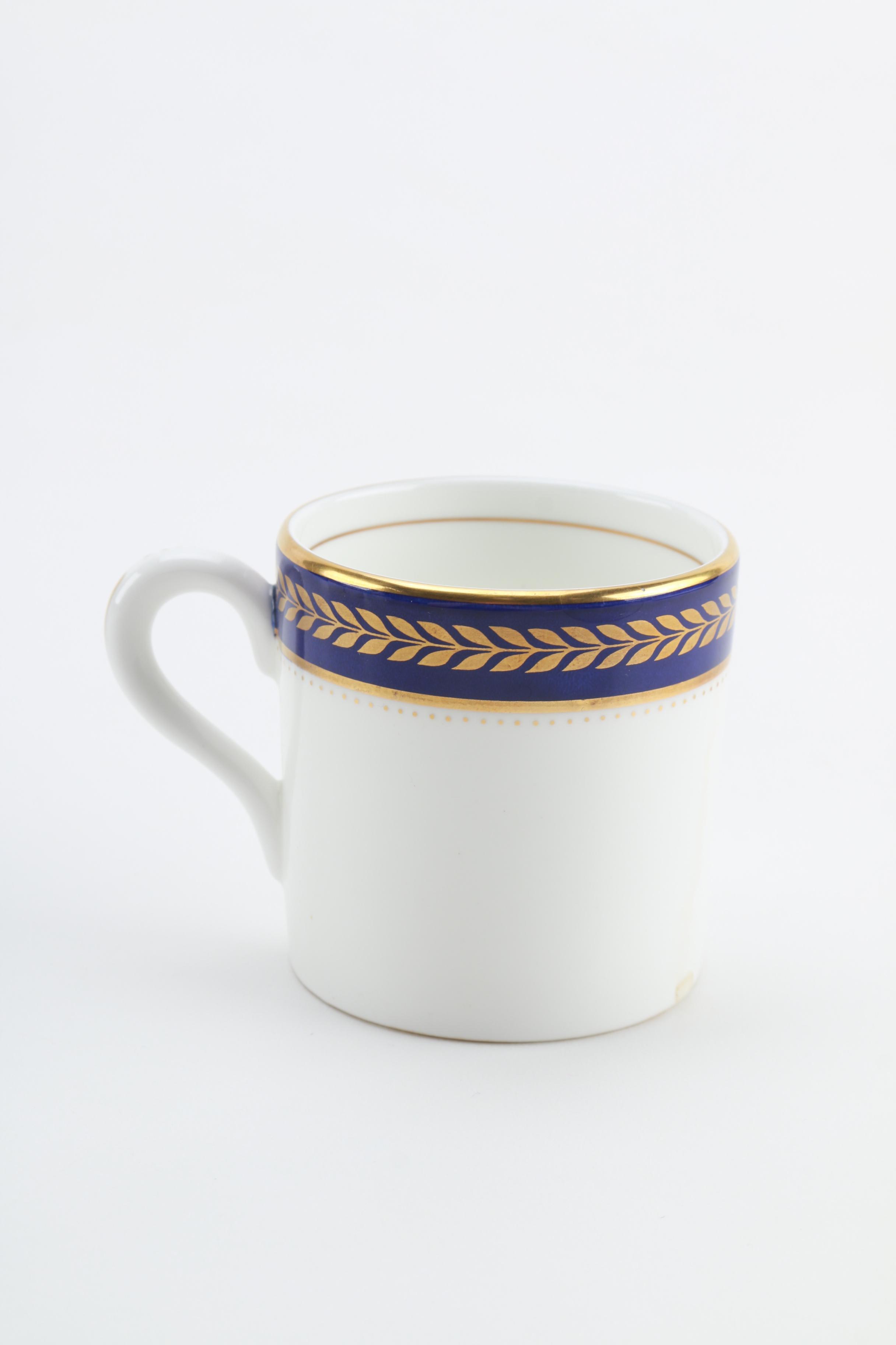 Coalport "Blue Wheat" Bone China Coffee Mugs and Saucers