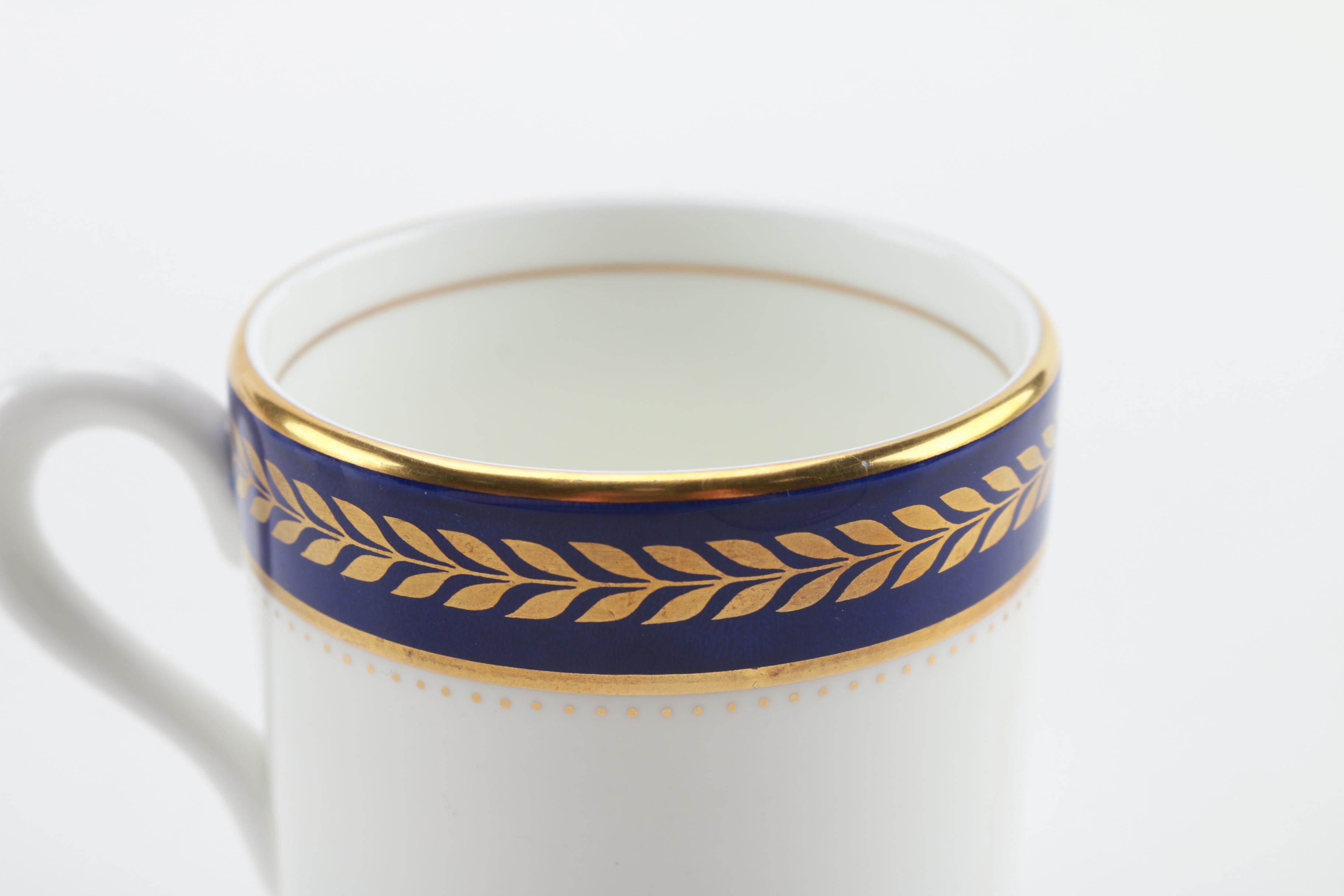 Coalport "Blue Wheat" Bone China Coffee Mugs and Saucers