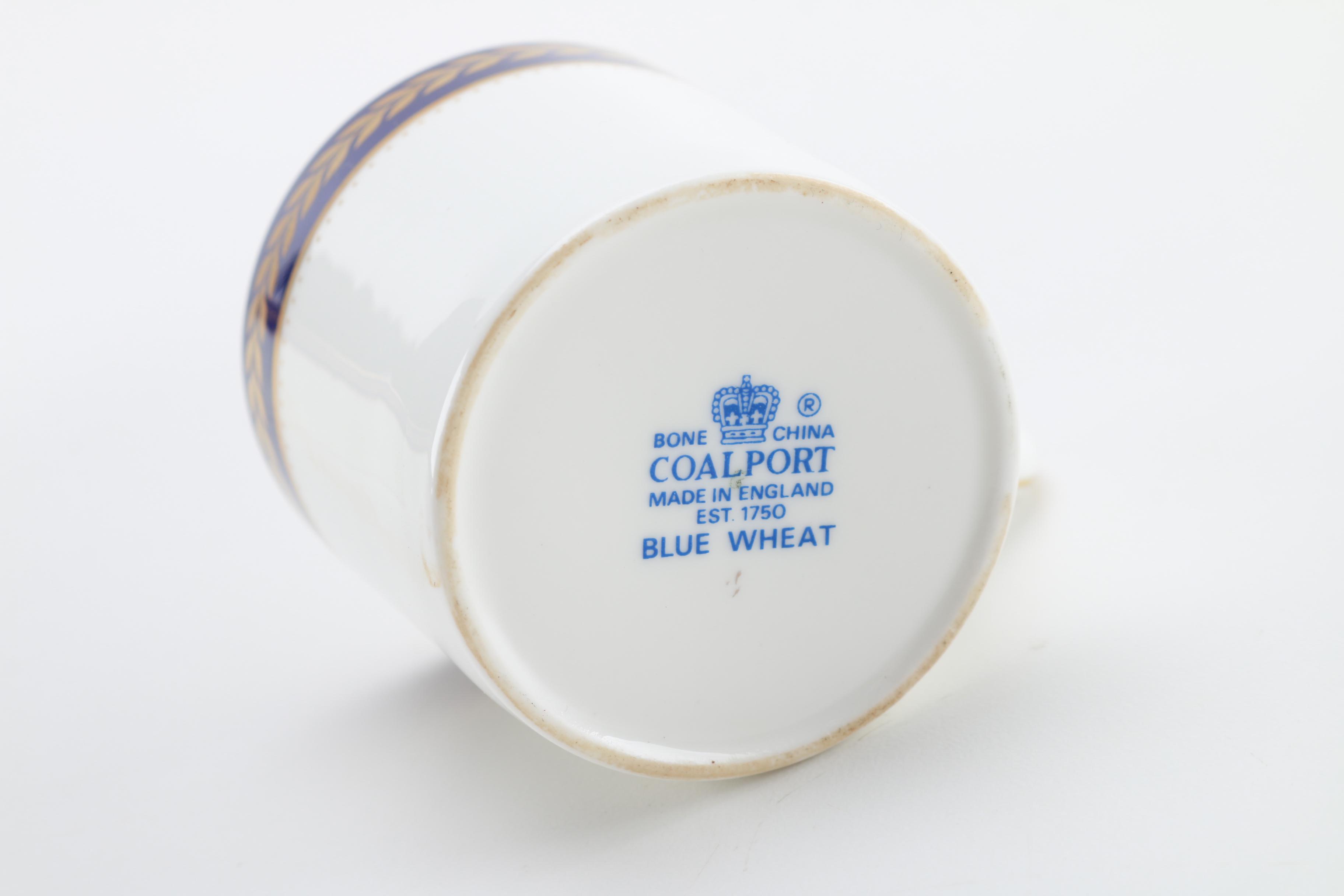 Coalport "Blue Wheat" Bone China Coffee Mugs and Saucers