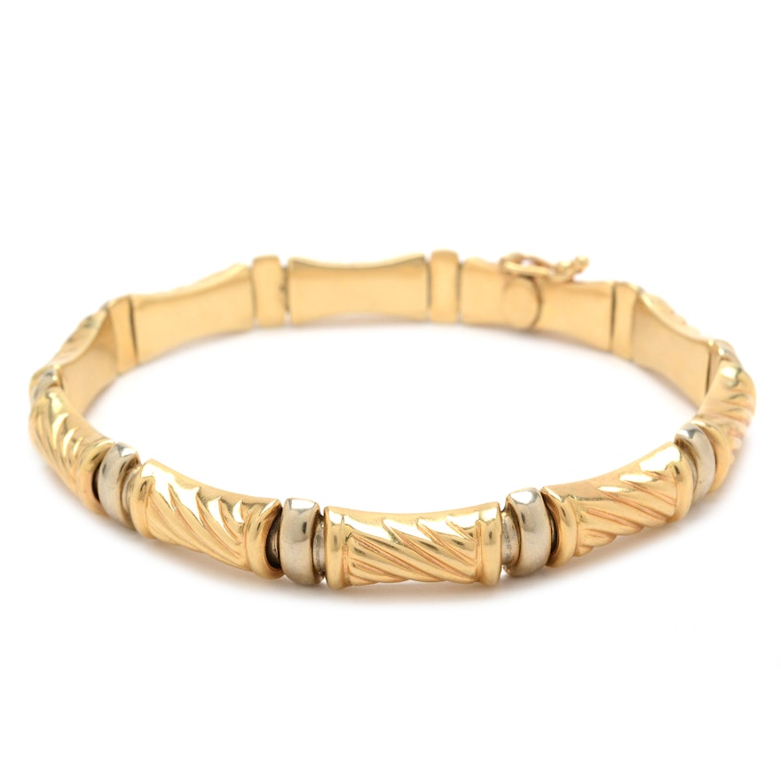 14K Two Tone Gold Link Bracelet