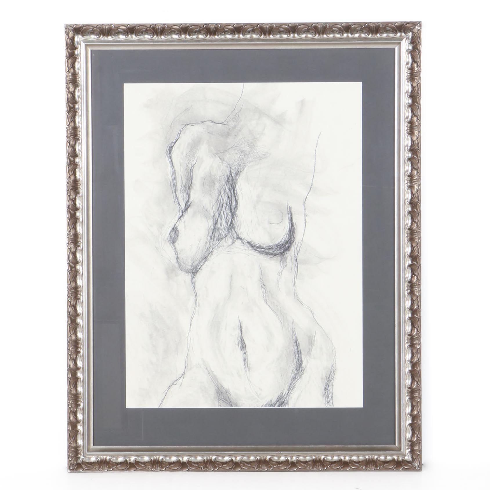 Charcoal Drawing on Paper of Figure Study