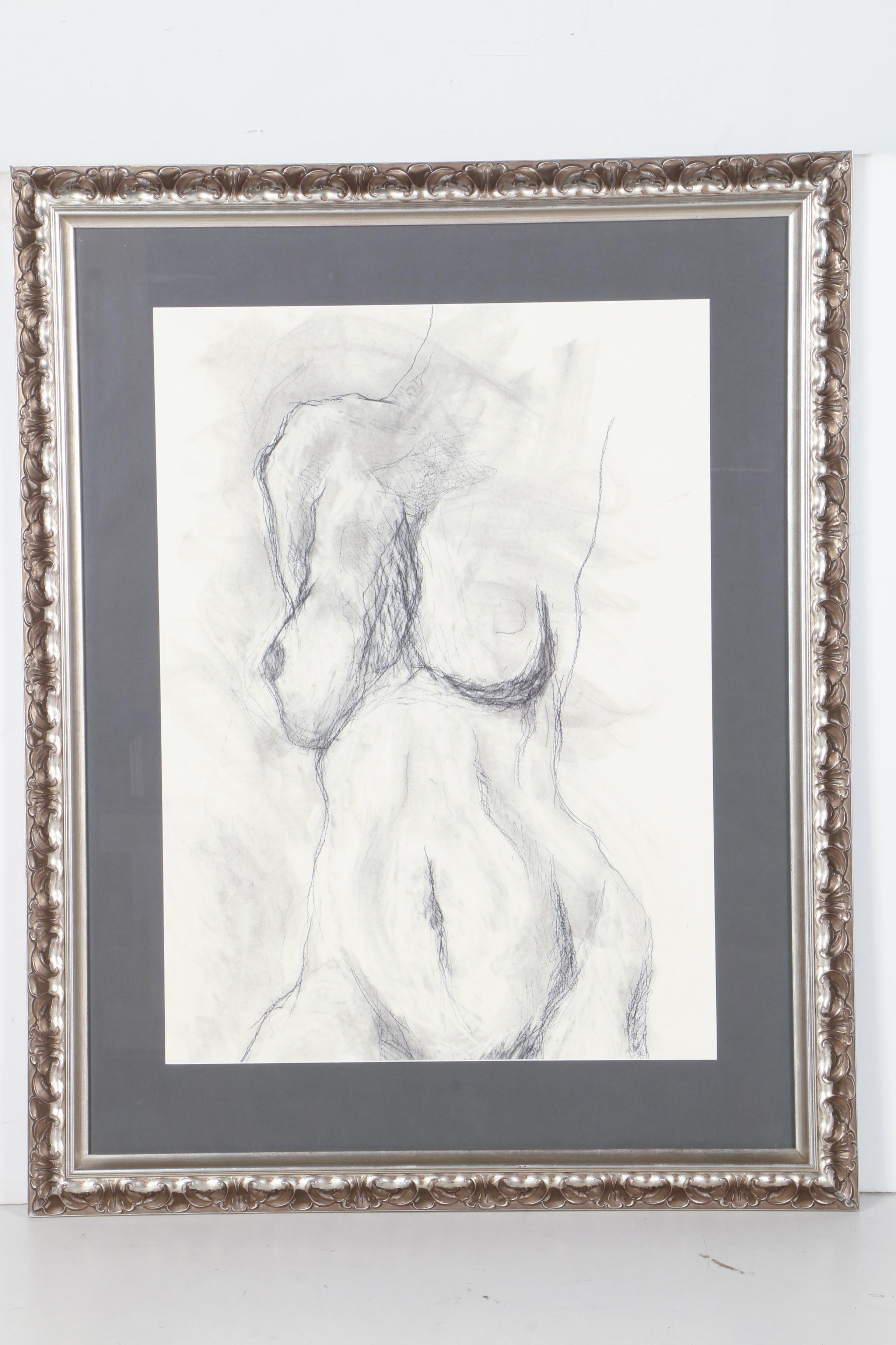 Charcoal Drawing on Paper of Figure Study