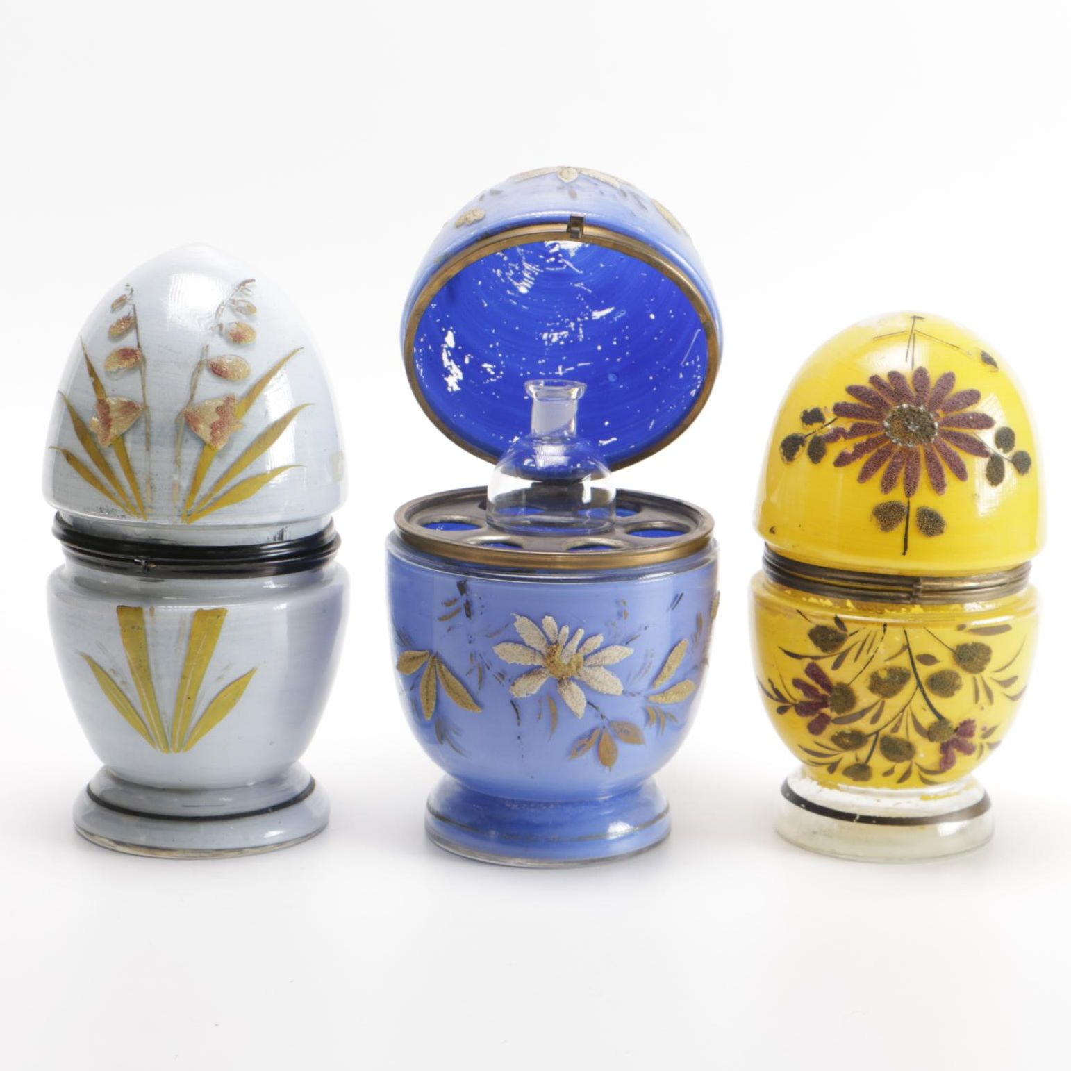Vintage Egg-Shaped Glass Liquor Decanter Sets
