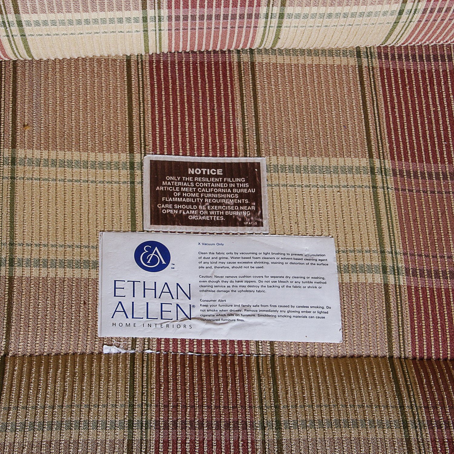 Ethan Allen Plaid Sofa