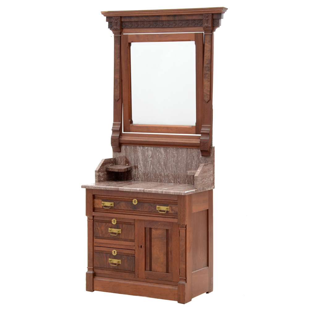 Antique Marble Top Washstand with Mirror