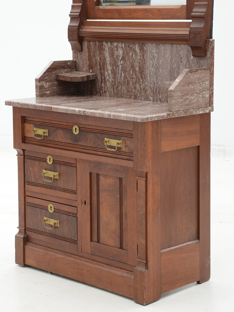 Antique Marble Top Washstand with Mirror