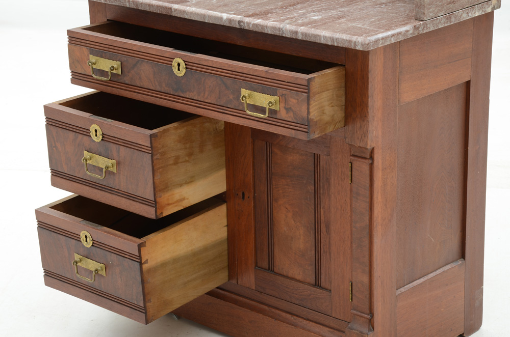 Antique Marble Top Washstand with Mirror