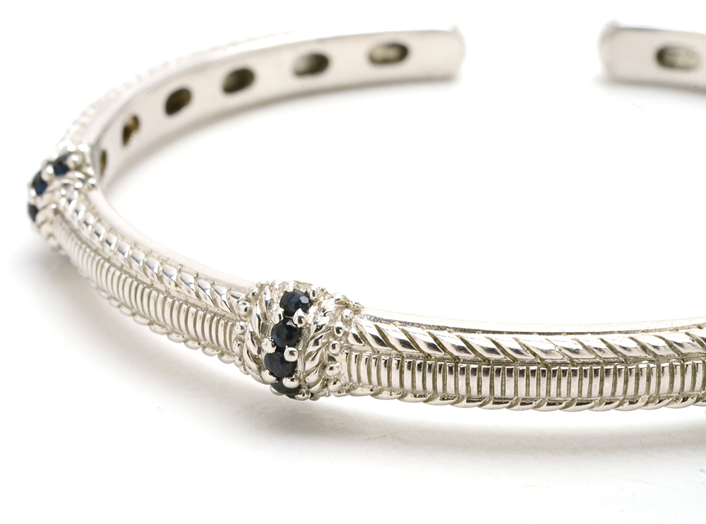Judith Ripka Sterling Silver Natural Sapphire Cuff Bracelet