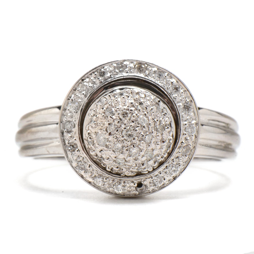 Contemporary 18K White Gold Articulating Diamond Ring